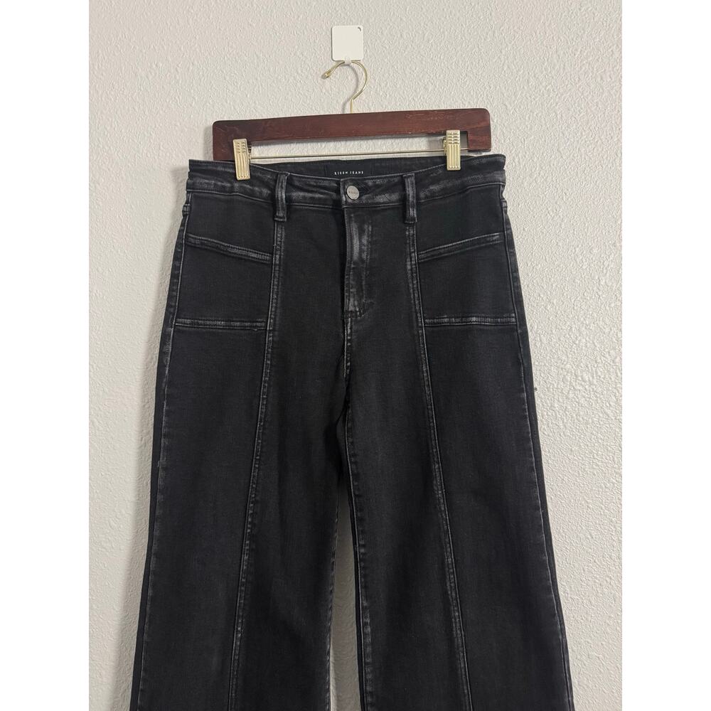 Risen High Rise Wide Leg Jeans Black Panel Seam Stretch Denim 11/30 - Picture 2 of 6